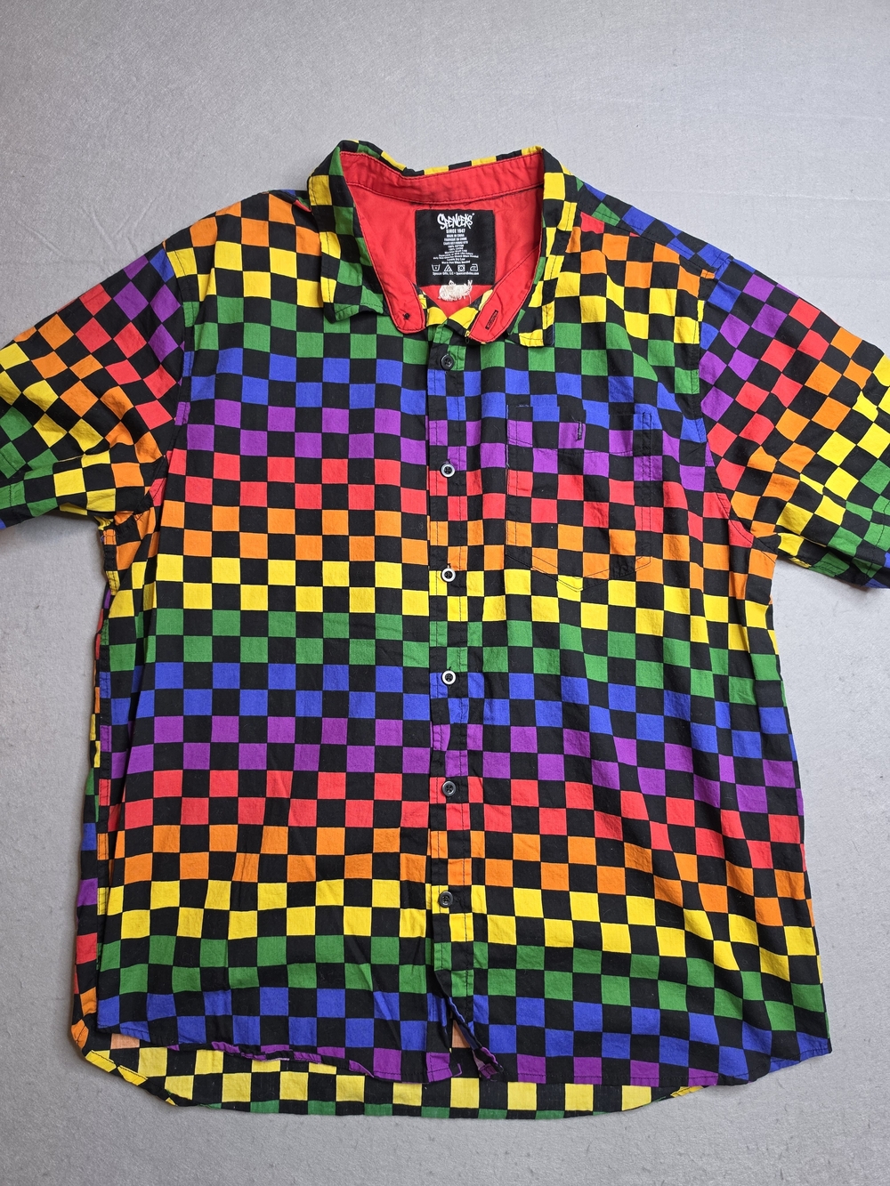 VINTAGE 90’s Spencer's Check Rainbow Button-Up Shirt Multicolor Men's L